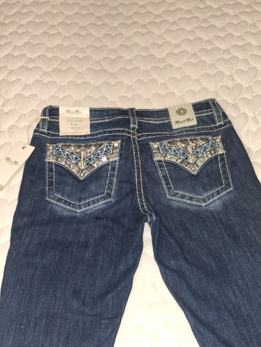 Miss Me Blue Boot Cut Jeans with Embellished Back Pockets